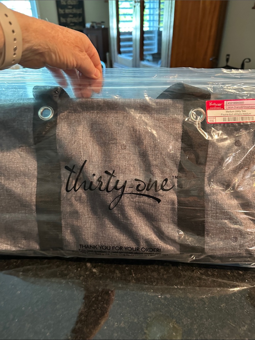 Thirty-one Utility Tote Bag in Charcoal Gray with Black Straps Brand new! - Picture 4 of 4